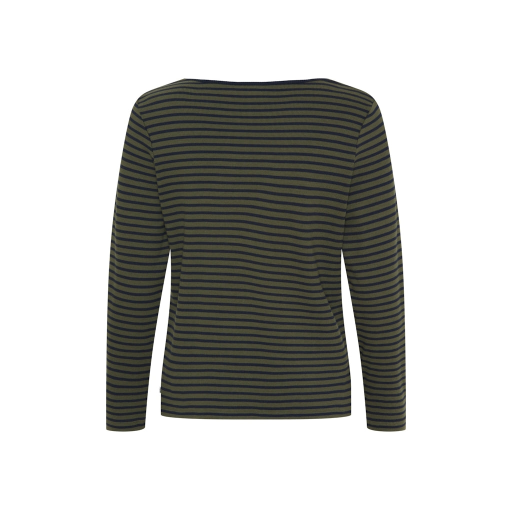 Sea Ranch Carmen Stribet Hættetrøje Langærmet Tee 5064 Olive / SR Navy