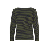 Sea Ranch Carmen Stribet Hættetrøje Langærmet Tee 5064 Olive / SR Navy