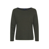 Sea Ranch Carmen Stribet Hættetrøje Langærmet Tee 5064 Olive / SR Navy