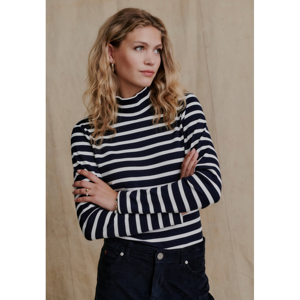 Redgreen Women Cherry rullekrave Langærmet Tee 168 Navy Stripe
