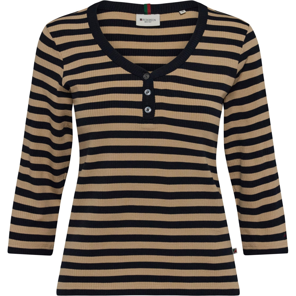 Redgreen Women Christelle Long Sleeve Tee Langærmet Tee 124 Mid Sand Stripe
