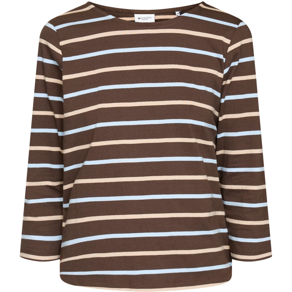 Redgreen Women Croco T-shirt T-shirts 129 Dark Brown Stripe