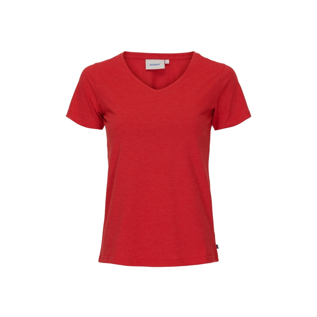 Sea Ranch Dorthea Organic Cotton V-Neck tee T-shirts Rød