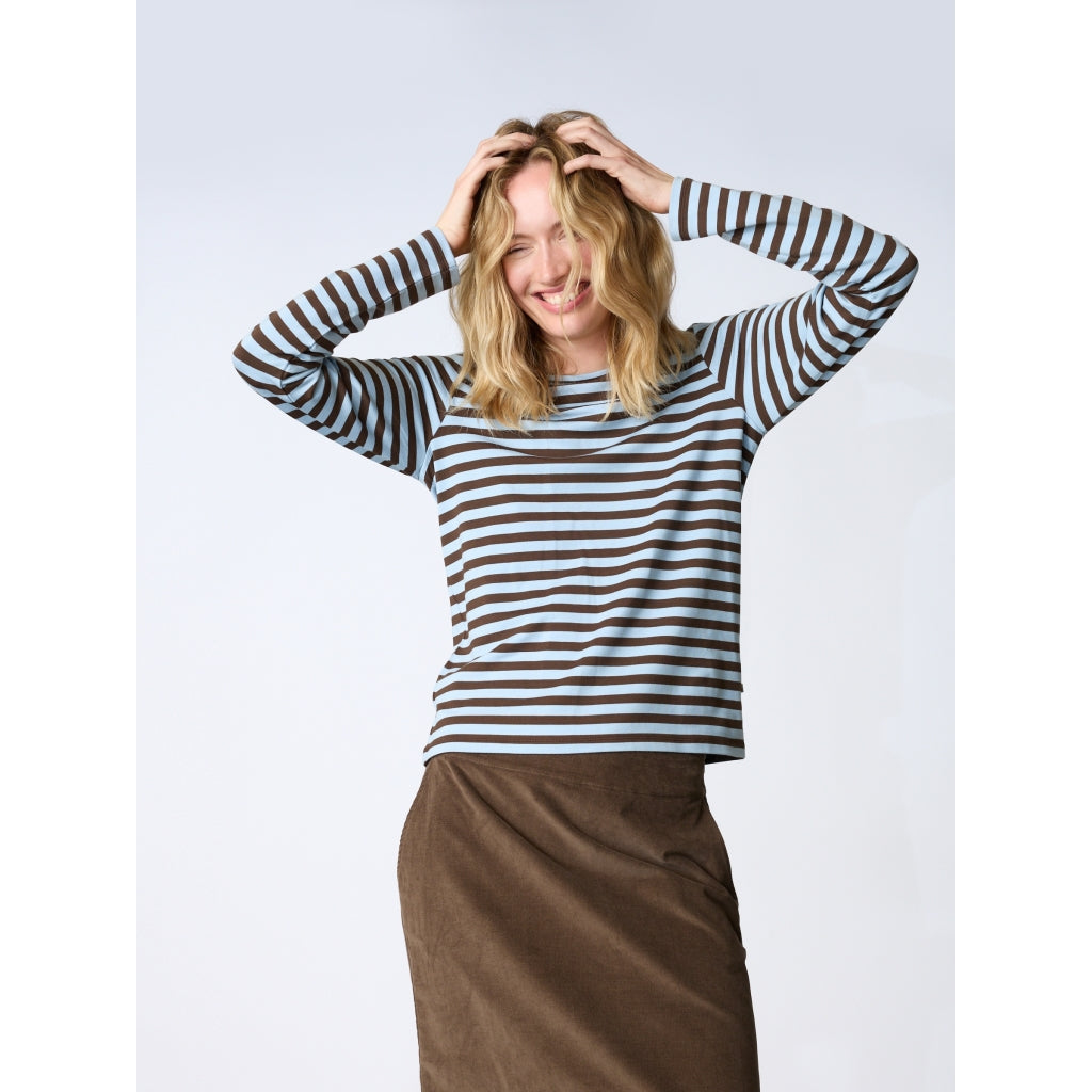 Redgreen Women Fie Long Sleeve T-shirt Langærmet Tee 162 Light Blue Stripe