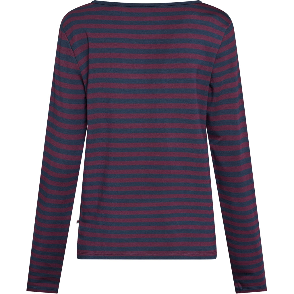 Redgreen Women Fie Long Sleeve T-shirt Langærmet Tee 181 Eggplant Stripe