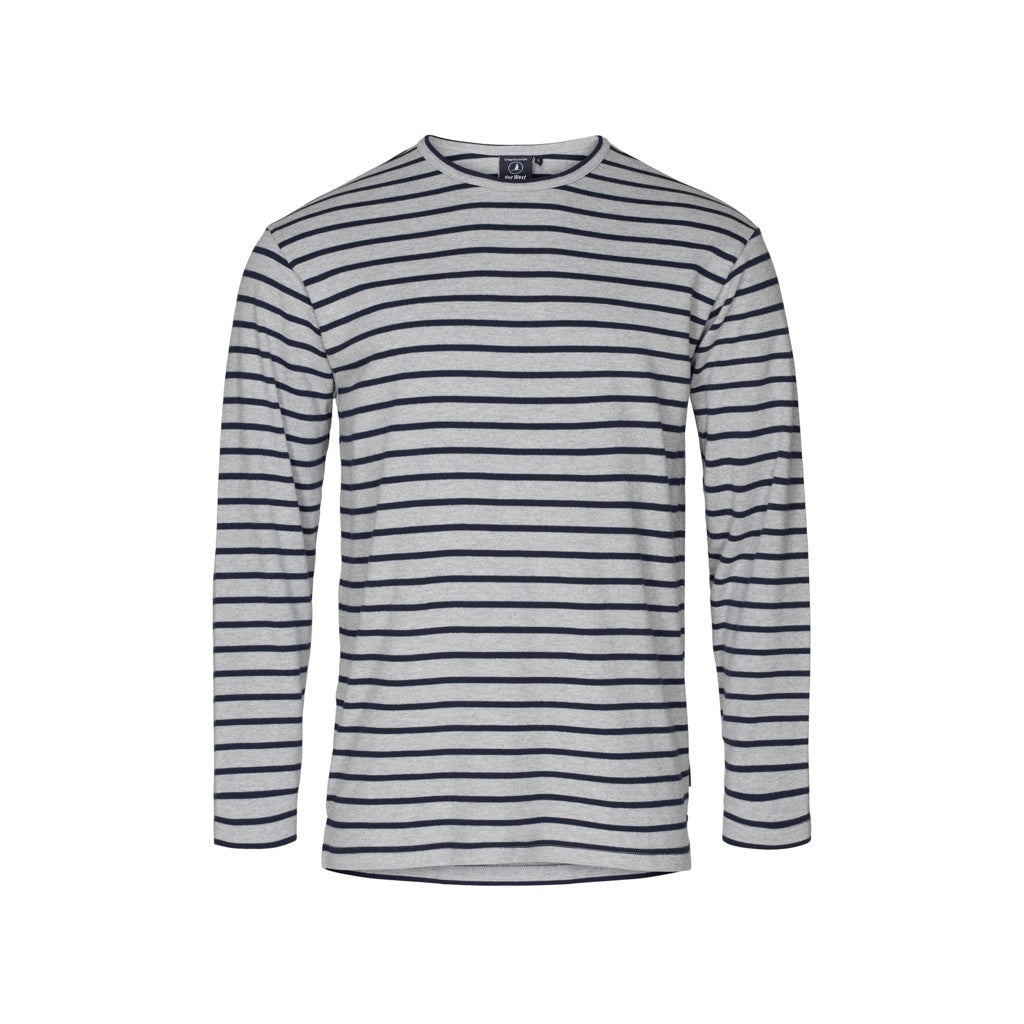 Sea Ranch Grenaa Stribet Langærmet T-shirt Langærmet Tee Grå Melange / SR Navy
