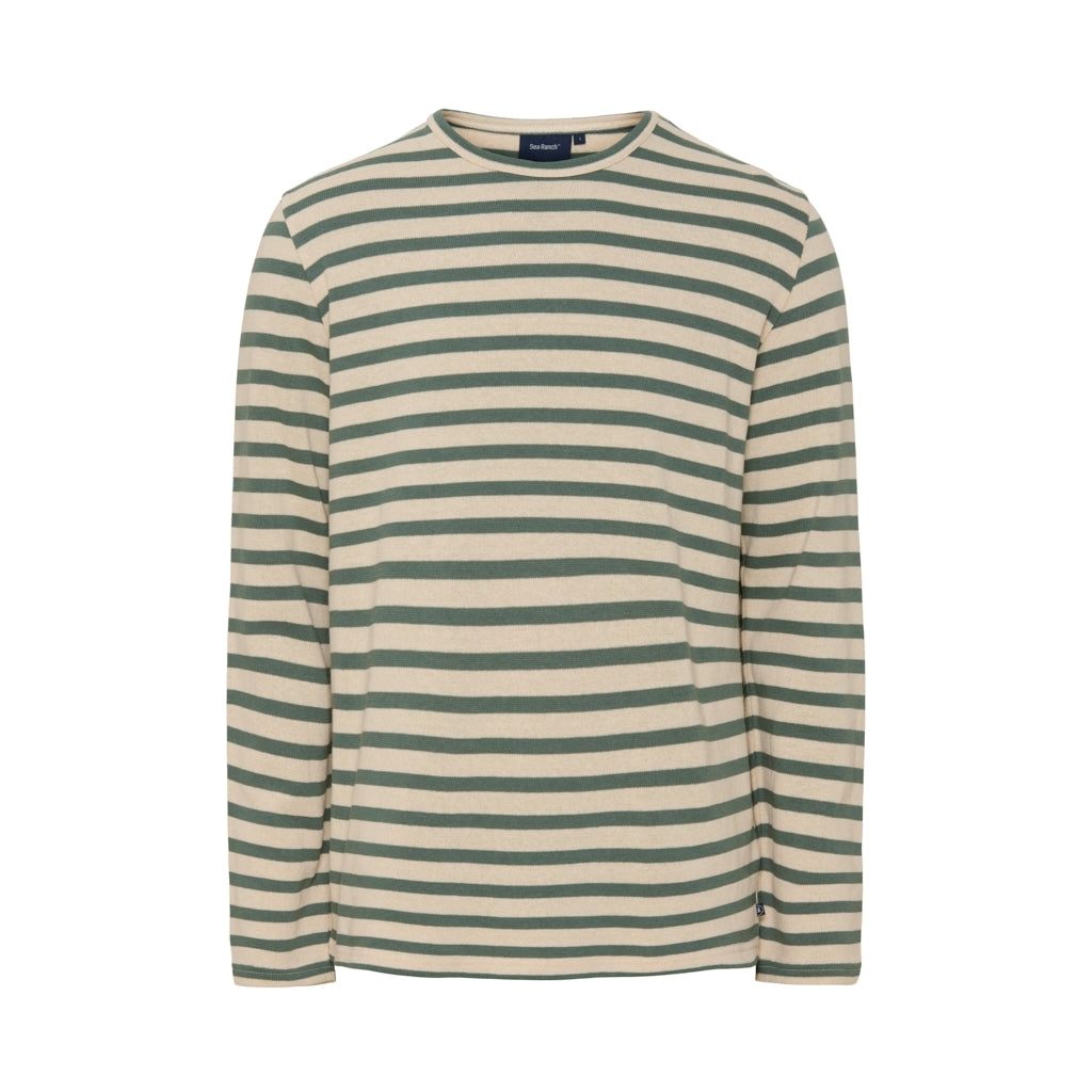 Sea Ranch Hugo Stribet Langærmet T-shirt Langærmet Tee 5027 Ecru/Duck Green