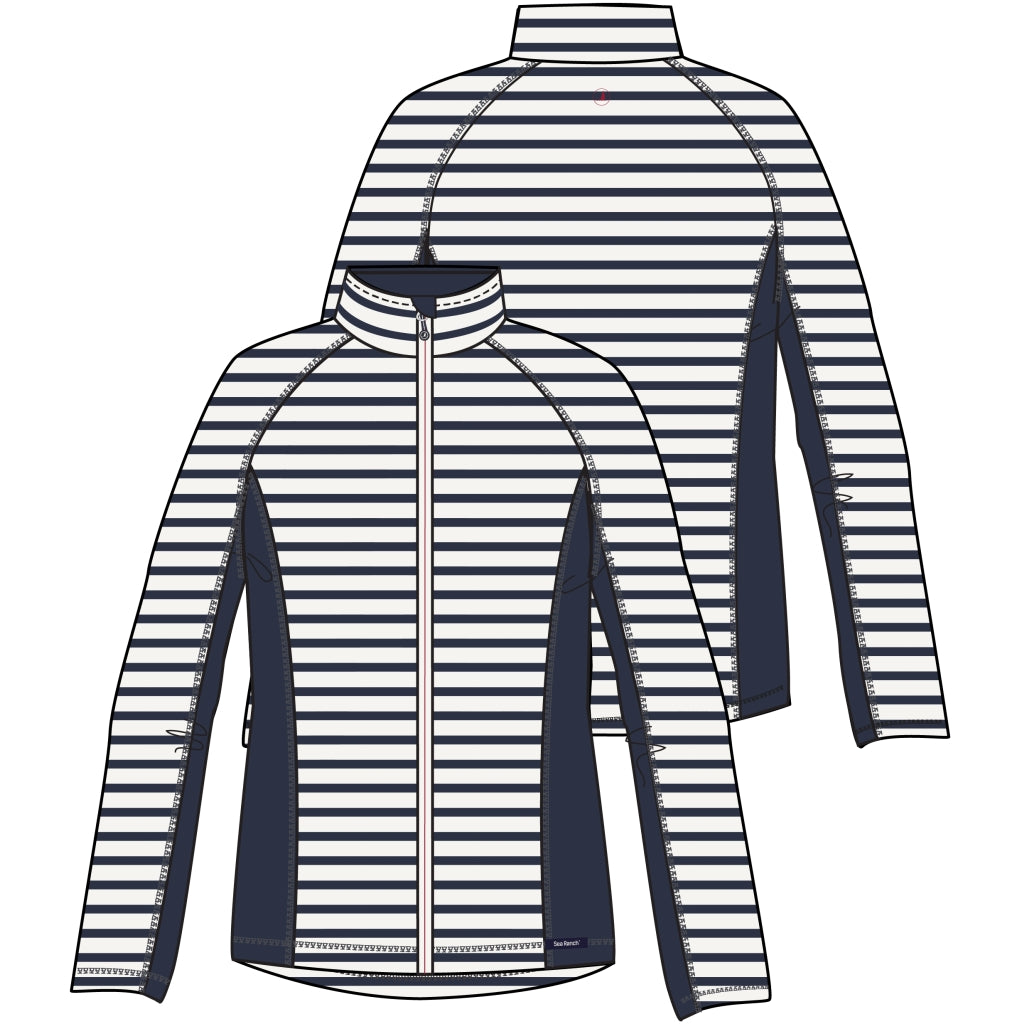 Sea Ranch Linn Full Zipper Langærmet Tee Perle/SR Navy