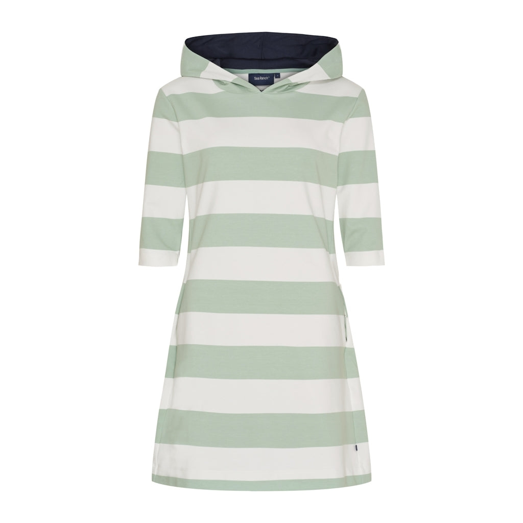 Sea Ranch Ronja Stribet 3/4 Ærmet Sweat Kjole Dresses / Shirts 1099 Pearl / Pastel Green