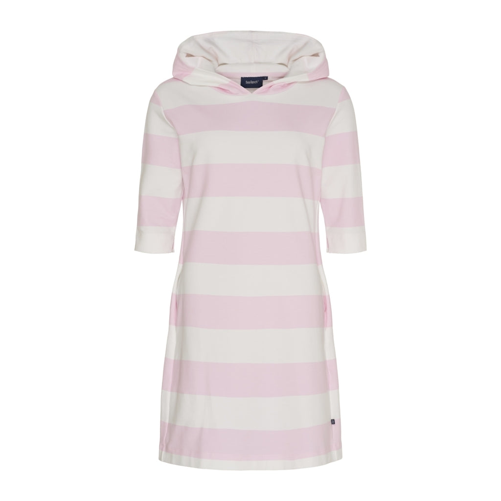 Sea Ranch Ronja Stribet 3/4 Ærmet Sweat Kjole Dresses / Shirts 3128 Pale Pink/Pearl SS26