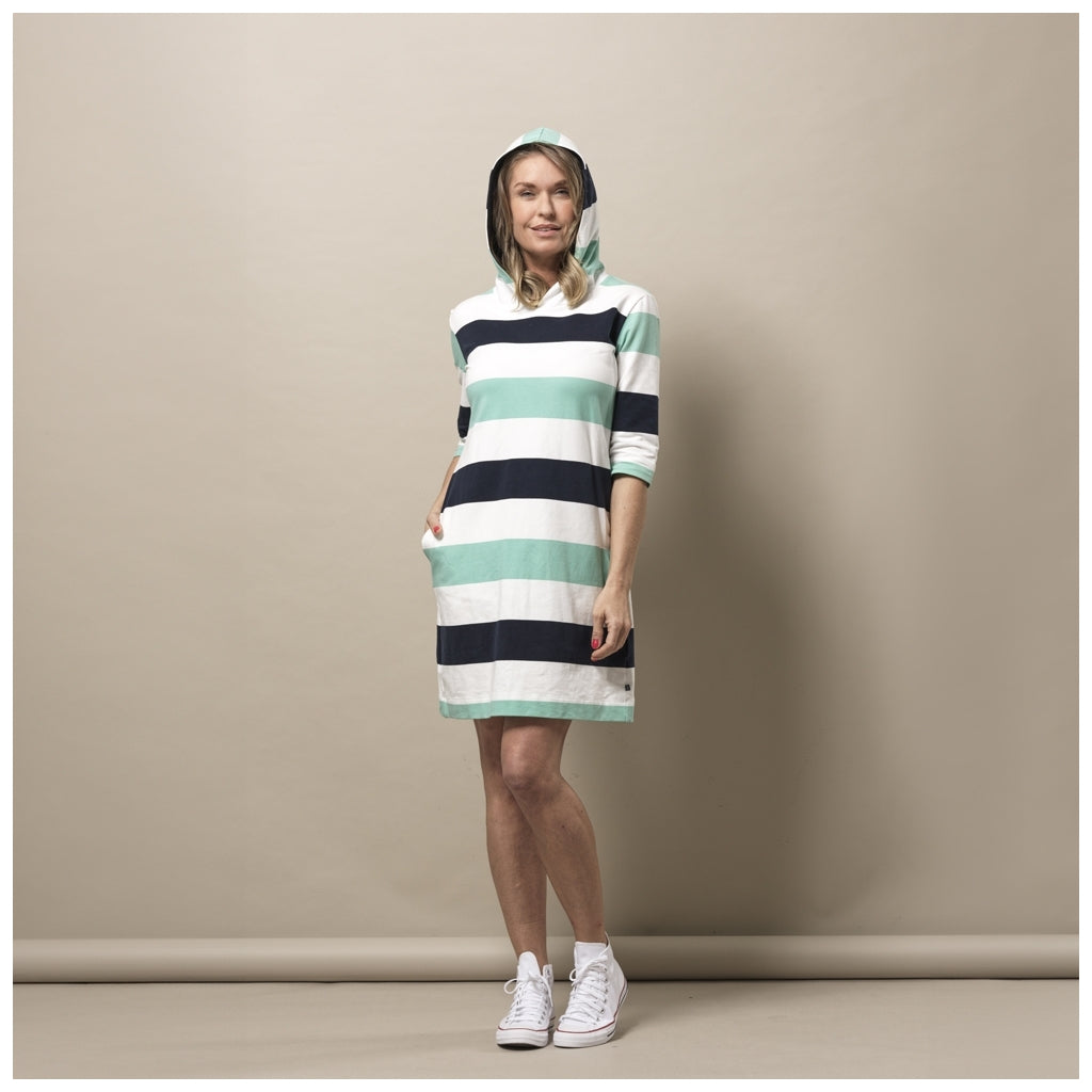 Sea Ranch Ronja Stribet 3/4 Ærmet Sweat Kjole Dresses / Shirts 5061 Mint Green / Pearl / Dark Navy