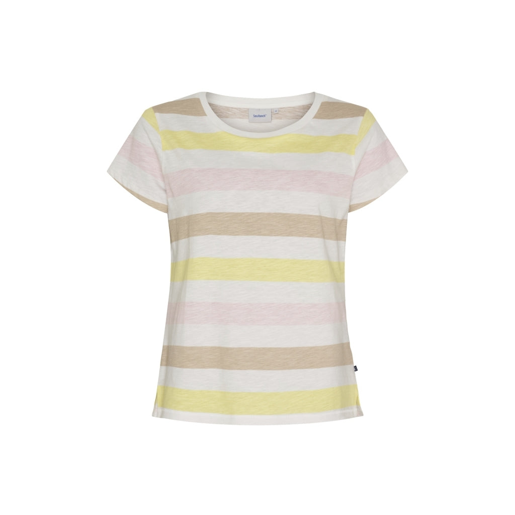 Sea Ranch SR_Trille T-shirts 8013 Multistripe Oxford Tan