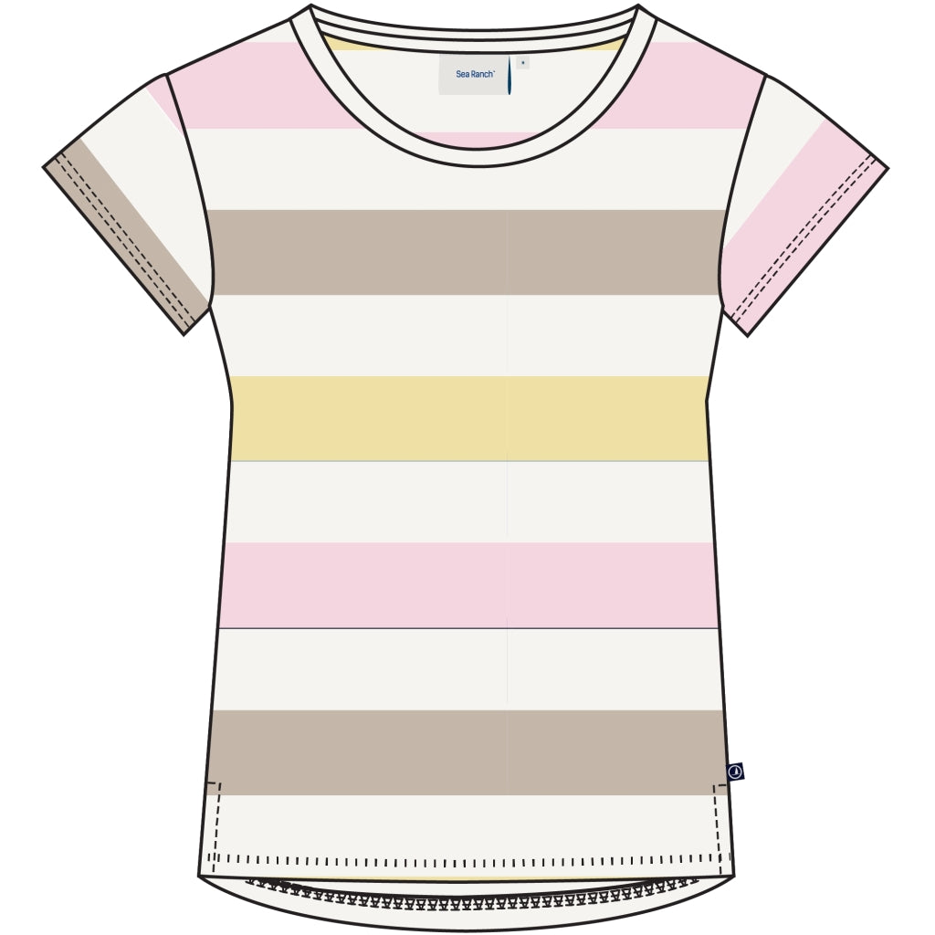 Sea Ranch SR_Trille T-shirts 8013 Multistripe Oxford Tan