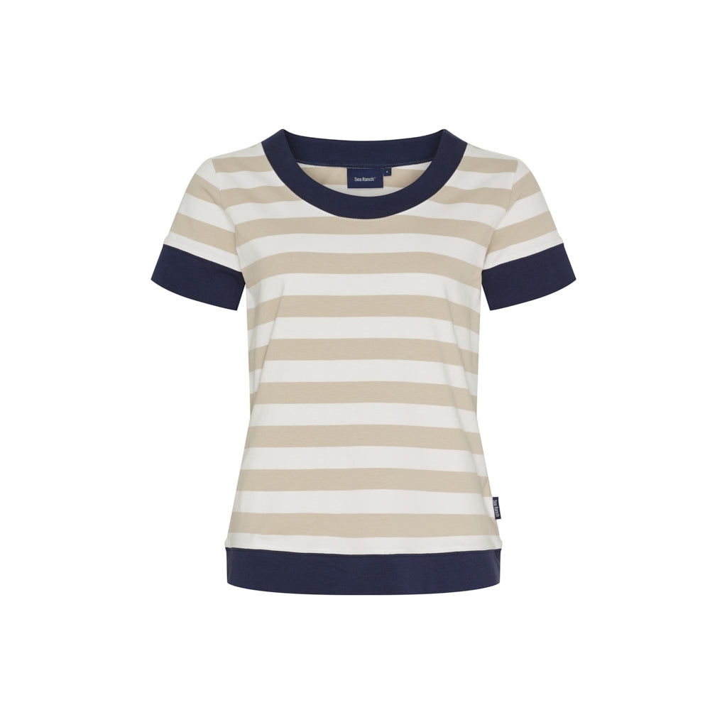 Sea Ranch Tonnere Stribet Kortærmet T-shirt T-shirts 1974 Doeskin / Pearl