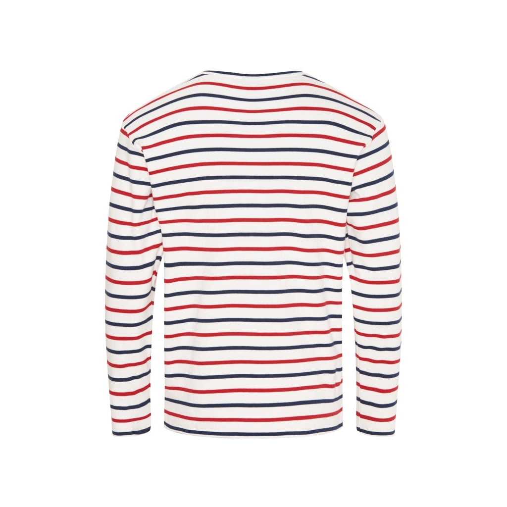 Sea Ranch Grenaa Stribet Langærmet T-shirt Langærmet Tee Pearl/SR Navy/Rød