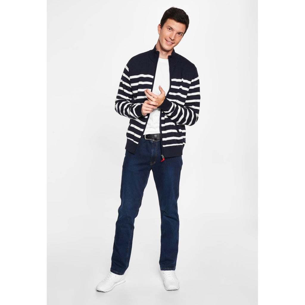 Sea Ranch Haakon Stribet Strik Cardigan - Windbreaker Windbreaker Mørk Navy/Pearl