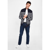Sea Ranch Haakon Stribet Strik Cardigan - Windbreaker Windbreaker Mørk Navy/Pearl