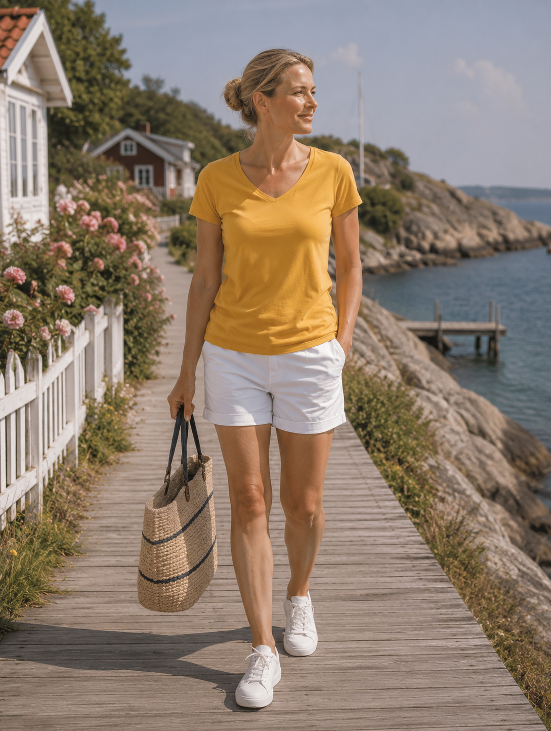 Dorthea Organic Cotton V-Neck tee - Orange