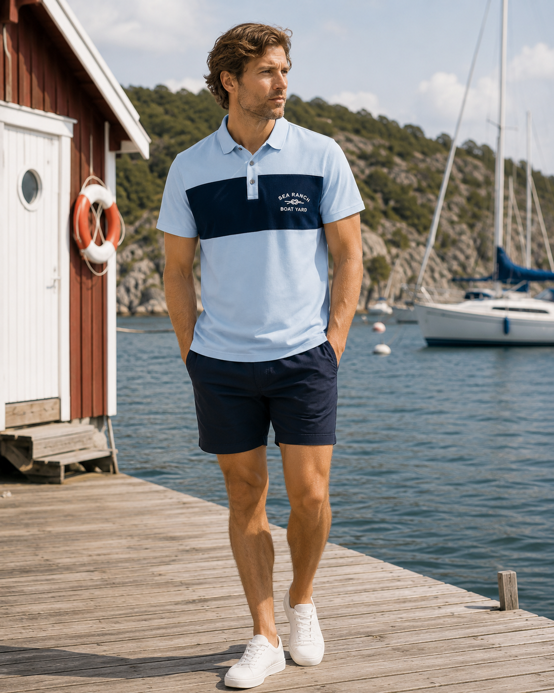 Pelle Jersey Polo - Blå