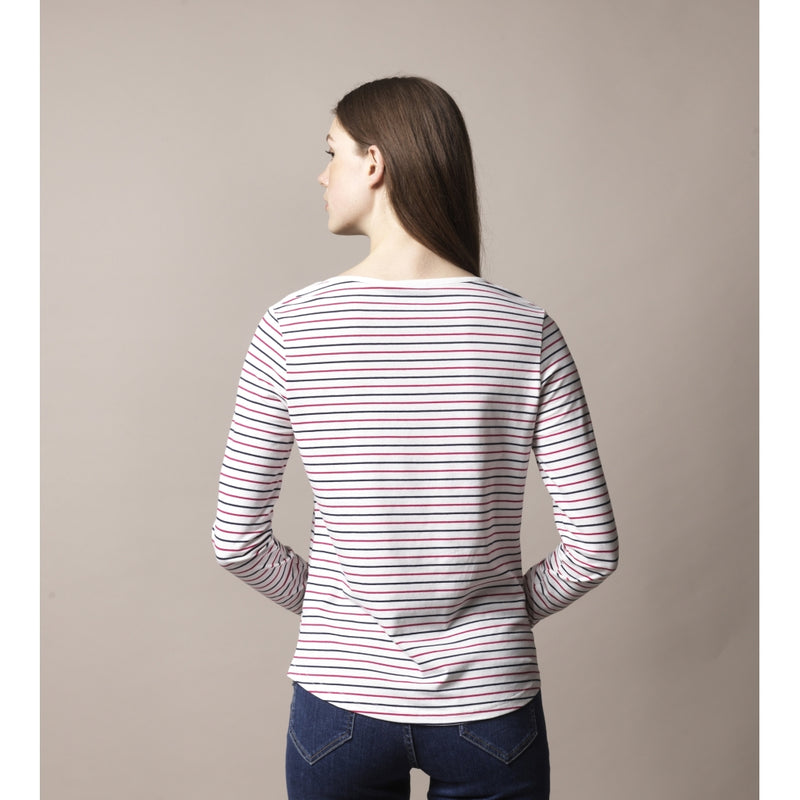 Sea Ranch Amelie Stribet Langærmet T-shirt Langærmet Tee 1106 Pearl / SR Navy / Sangria