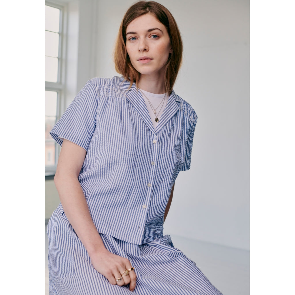 Redgreen Women Anni Shirt Skjorter 164 Mid Blue Stripe