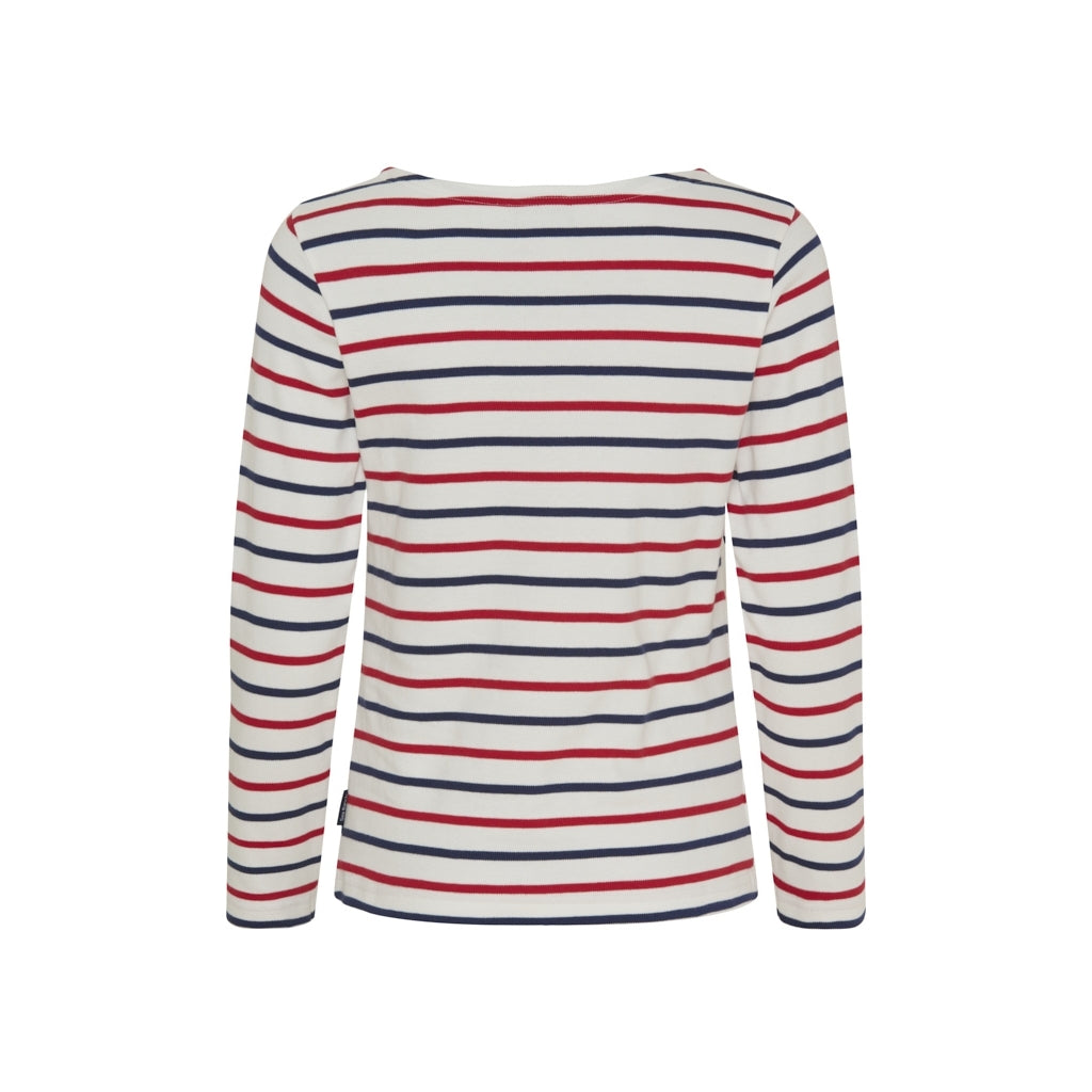 Sea Ranch Antibes Stribet Langærmet T-shirt Langærmet Tee Pearl/SR Navy/Rød