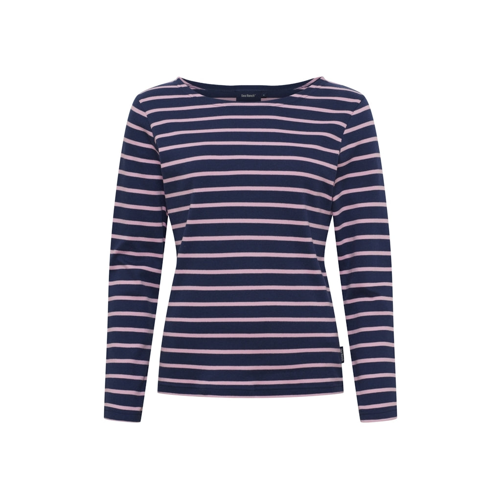 Sea Ranch Antibes Stribet Langærmet T-shirt Langærmet Tee SR Navy/Lilas