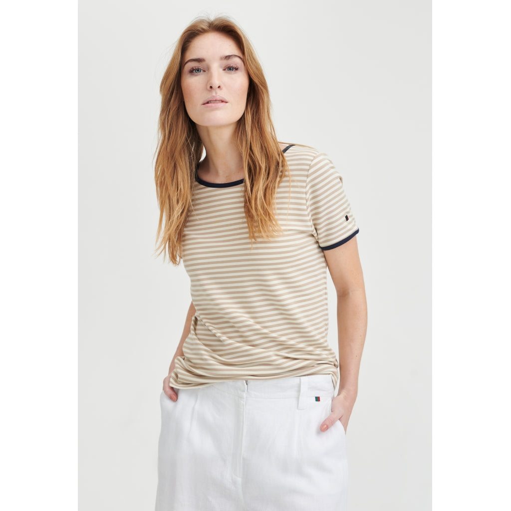 Redgreen Women Camilla T-shirt T-shirts 124 Mid Sand Stripe