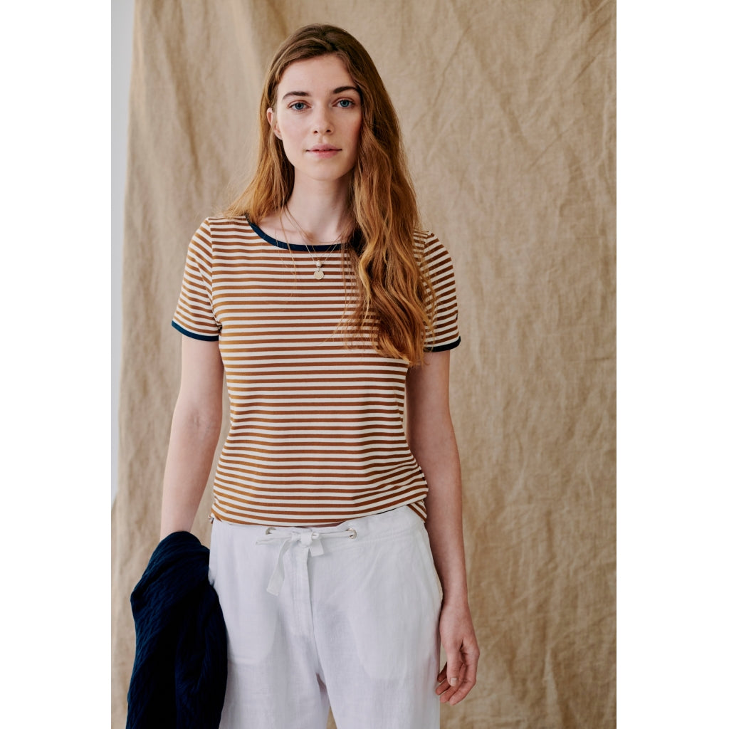 Redgreen Women Camilla T-shirt T-shirts 128 Mid Brown Stripe