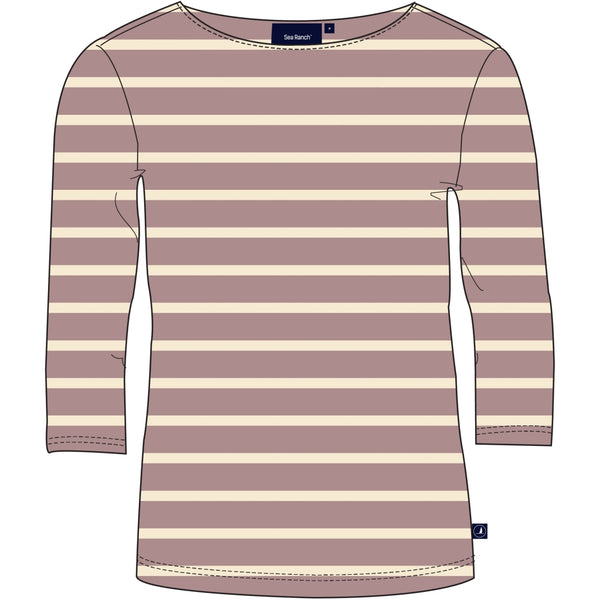 Sea Ranch Cannes 3/4 ærme T-shirt Langærmet Tee 3120 Woodrose / Ecru