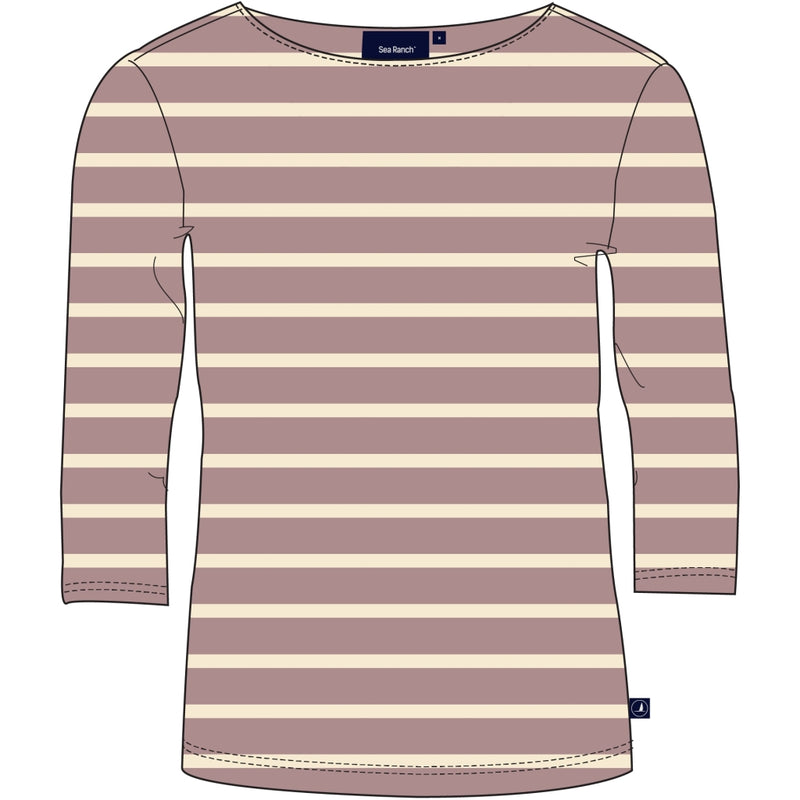 Sea Ranch Cannes 3/4 ærme T-shirt Langærmet Tee 3120 Woodrose / Ecru
