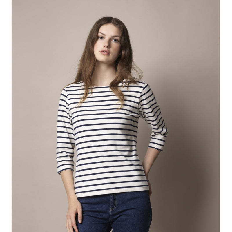 Sea Ranch Cannes 3/4 ærme T-shirt Langærmet Tee Ecru/SR Navy