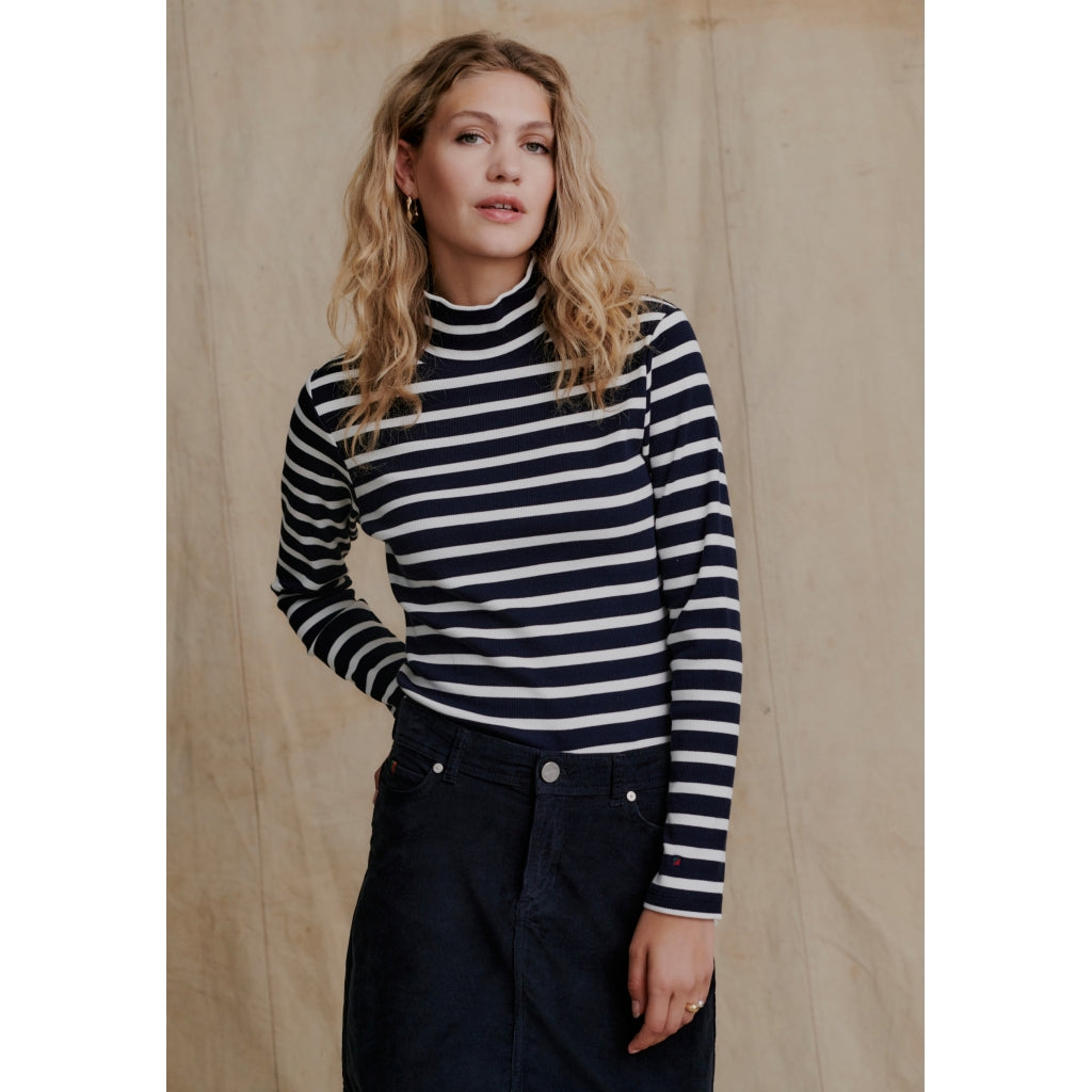 Redgreen Women Cherry rullekrave Langærmet Tee 168 Navy Stripe