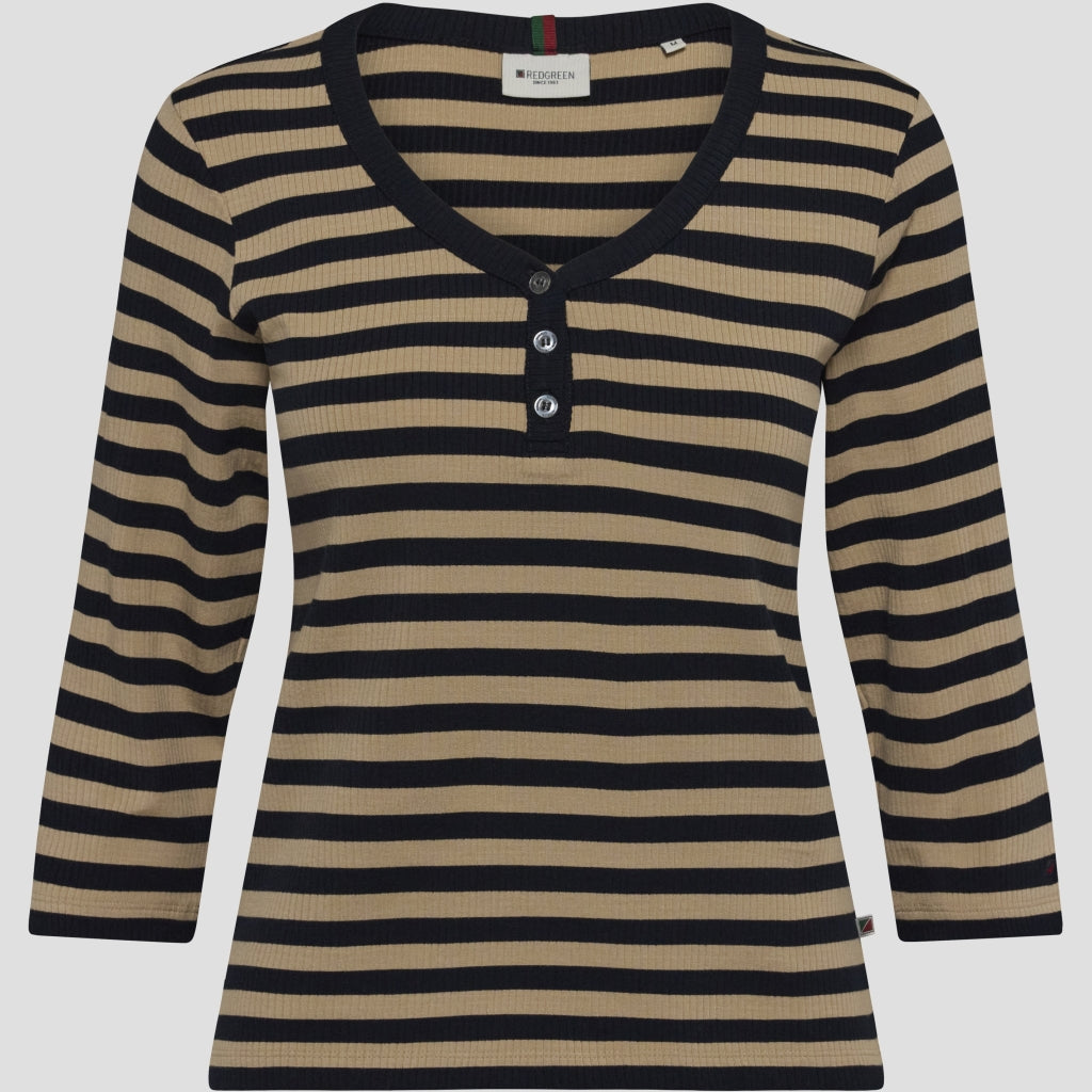 Redgreen Women Christelle Long Sleeve Tee Langærmet Tee 124 Mid Sand Stripe