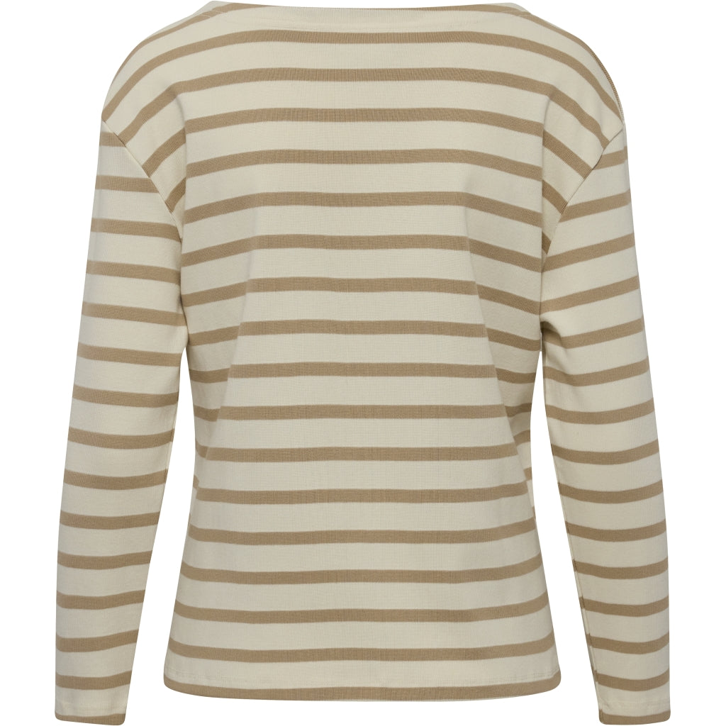 Redgreen Women Claudia T-shirt Langærmet Tee 124 Mid Sand Stripe