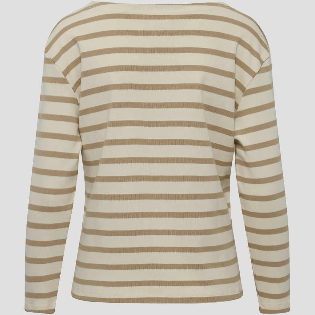Redgreen Women Claudia T-shirt Langærmet Tee 124 Mid Sand Stripe