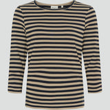 Redgreen Women Cleo 3/4 LS T-shirt Langærmet Tee 125 Dark Sand Stripe