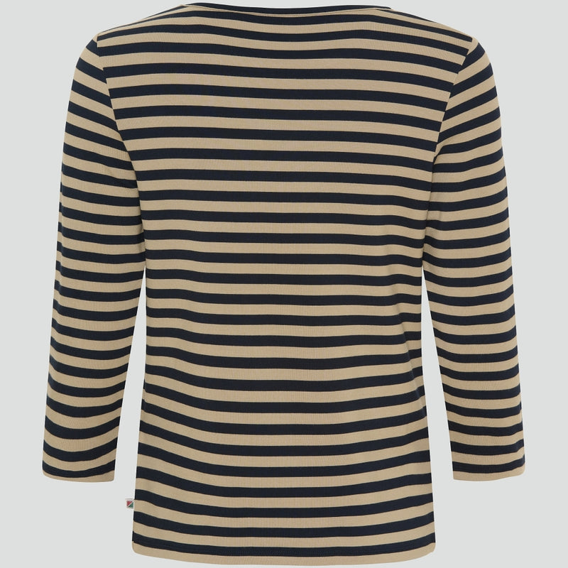 Redgreen Women Cleo 3/4 LS T-shirt Langærmet Tee 125 Dark Sand Stripe