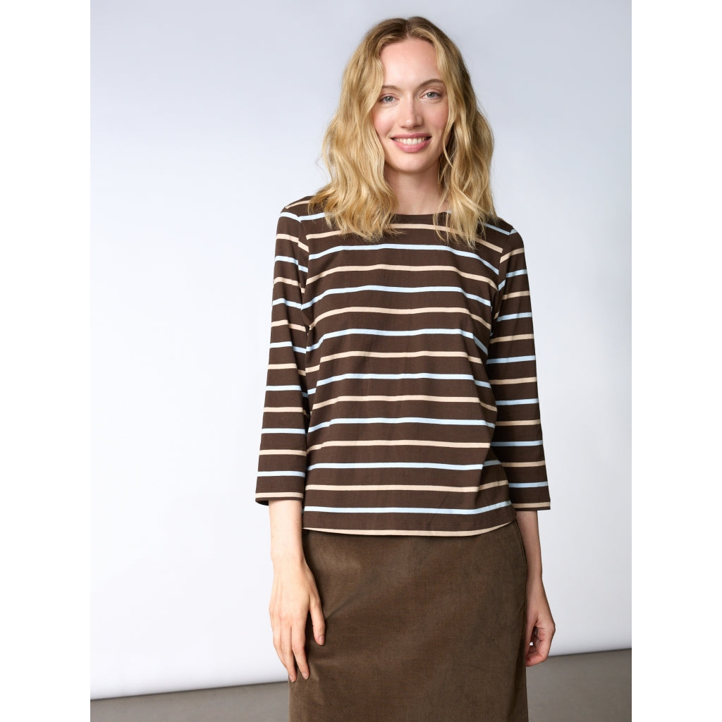 Redgreen Women Croco T-shirt T-shirts 129 Dark Brown Stripe