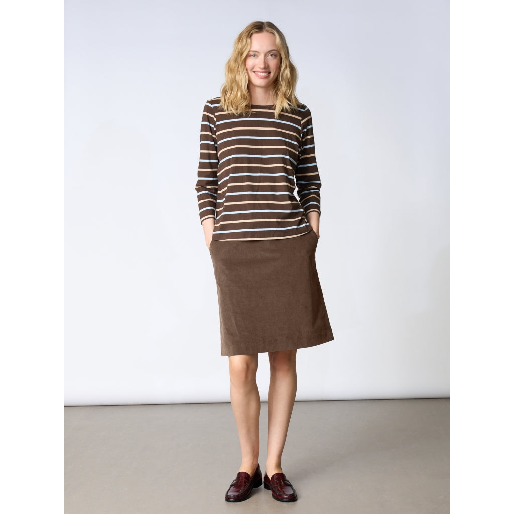 Redgreen Women Croco T-shirt T-shirts 129 Dark Brown Stripe