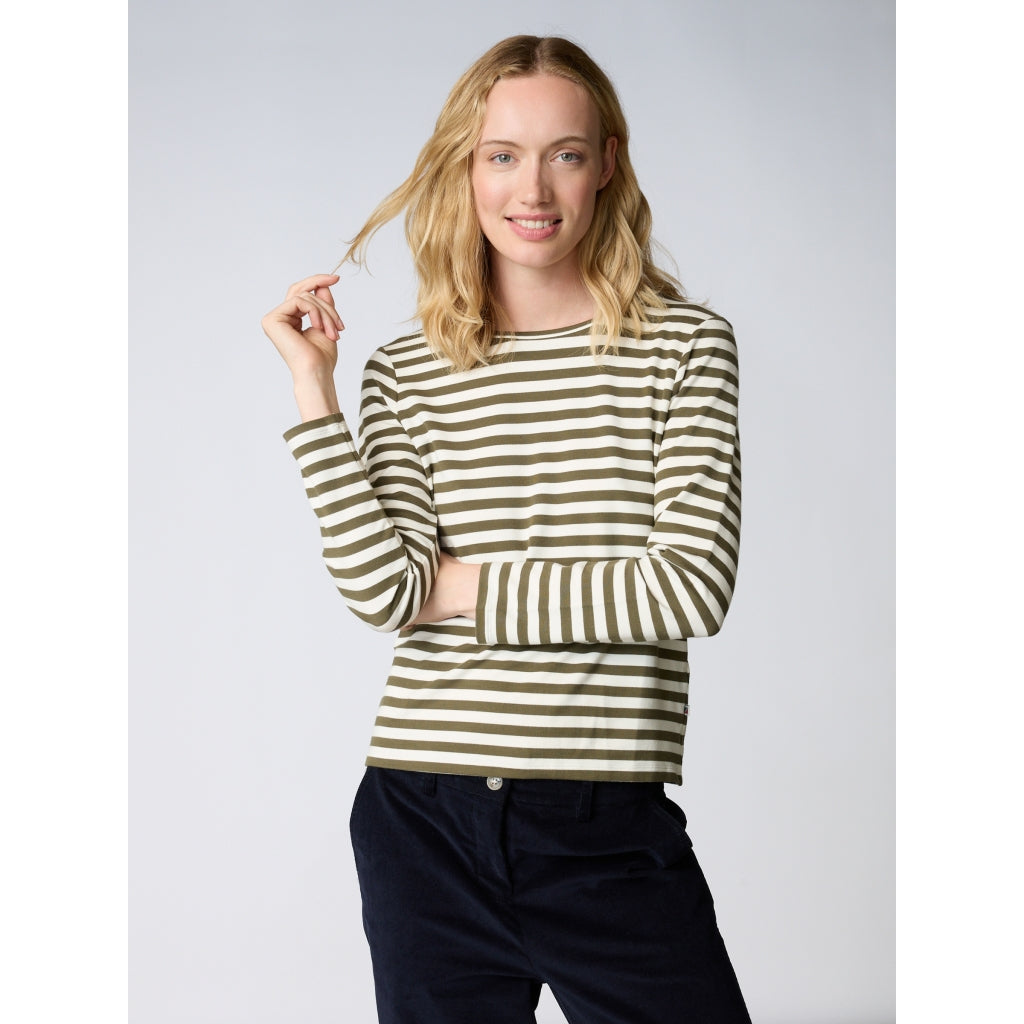 Redgreen Women Fie Long Sleeve T-shirt Langærmet Tee 177 Olive Stripe