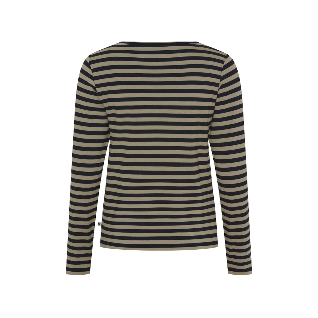Redgreen Women Fie Long Sleeve T-shirt Langærmet Tee 125 Dark Sand Stripe