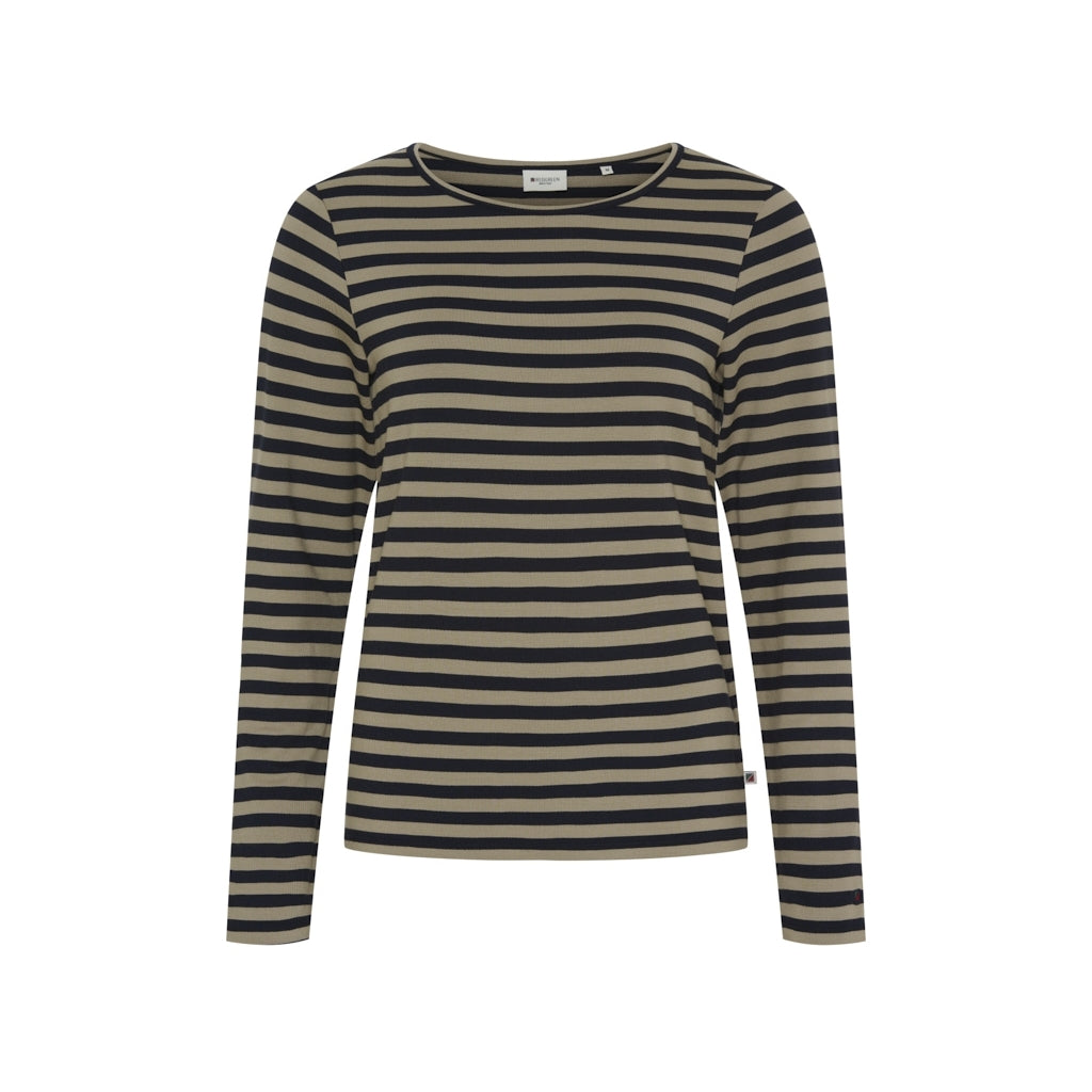 Redgreen Women Fie Long Sleeve T-shirt Langærmet Tee 125 Dark Sand Stripe