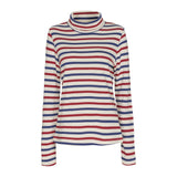 Sea Ranch Gabriela Turtleneck Breton stripe top Langærmet Tee Ecru/Tusmørkeblå/SR Rød