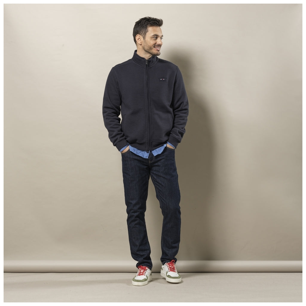 Sea Ranch Garcia Langærmet Sweat Cardigan med Lynlås Sweatshirts Mørk Navy