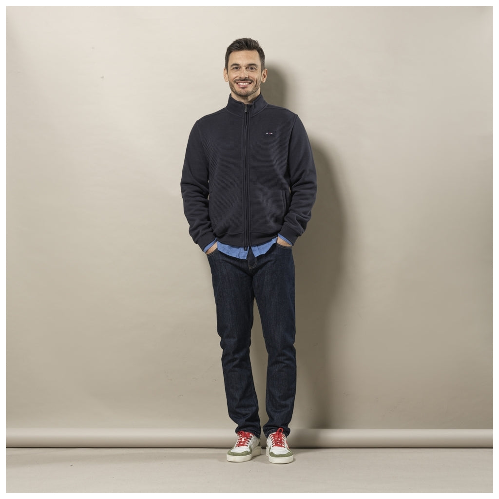 Sea Ranch Garcia Langærmet Sweat Cardigan med Lynlås Sweatshirts Mørk Navy