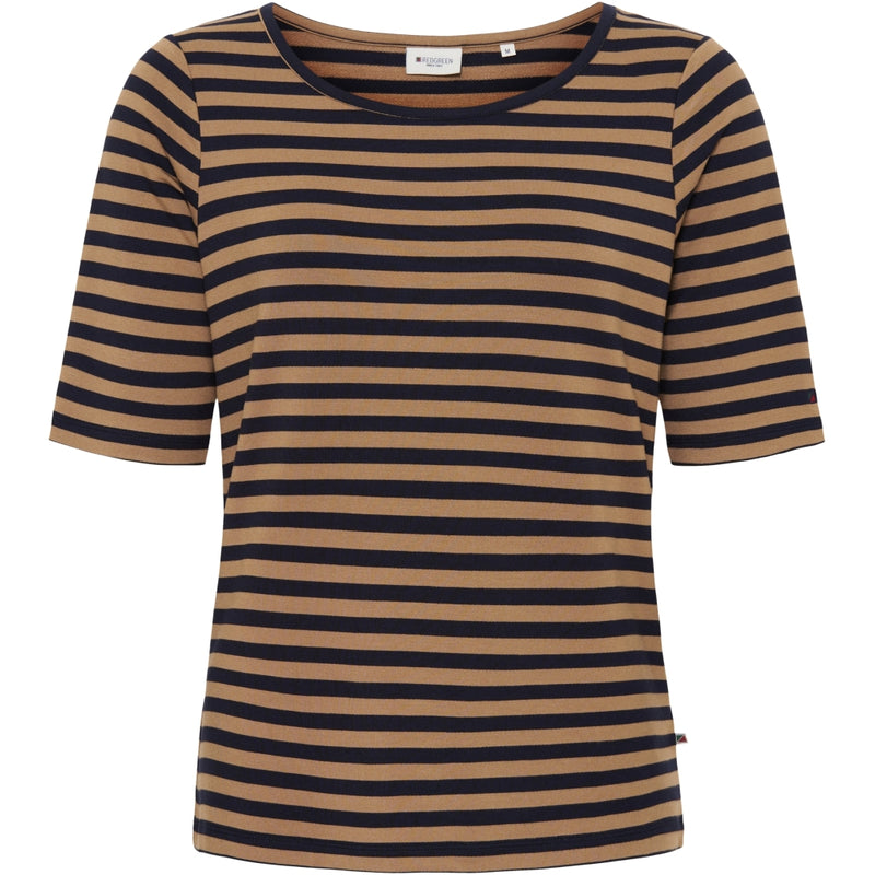 Redgreen Women Hedy kortærmet t-shirt T-shirts 126 Light Brown Stripe