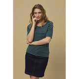 Redgreen Women Hedy kortærmet t-shirt T-shirts 176 Mid Green Stripe