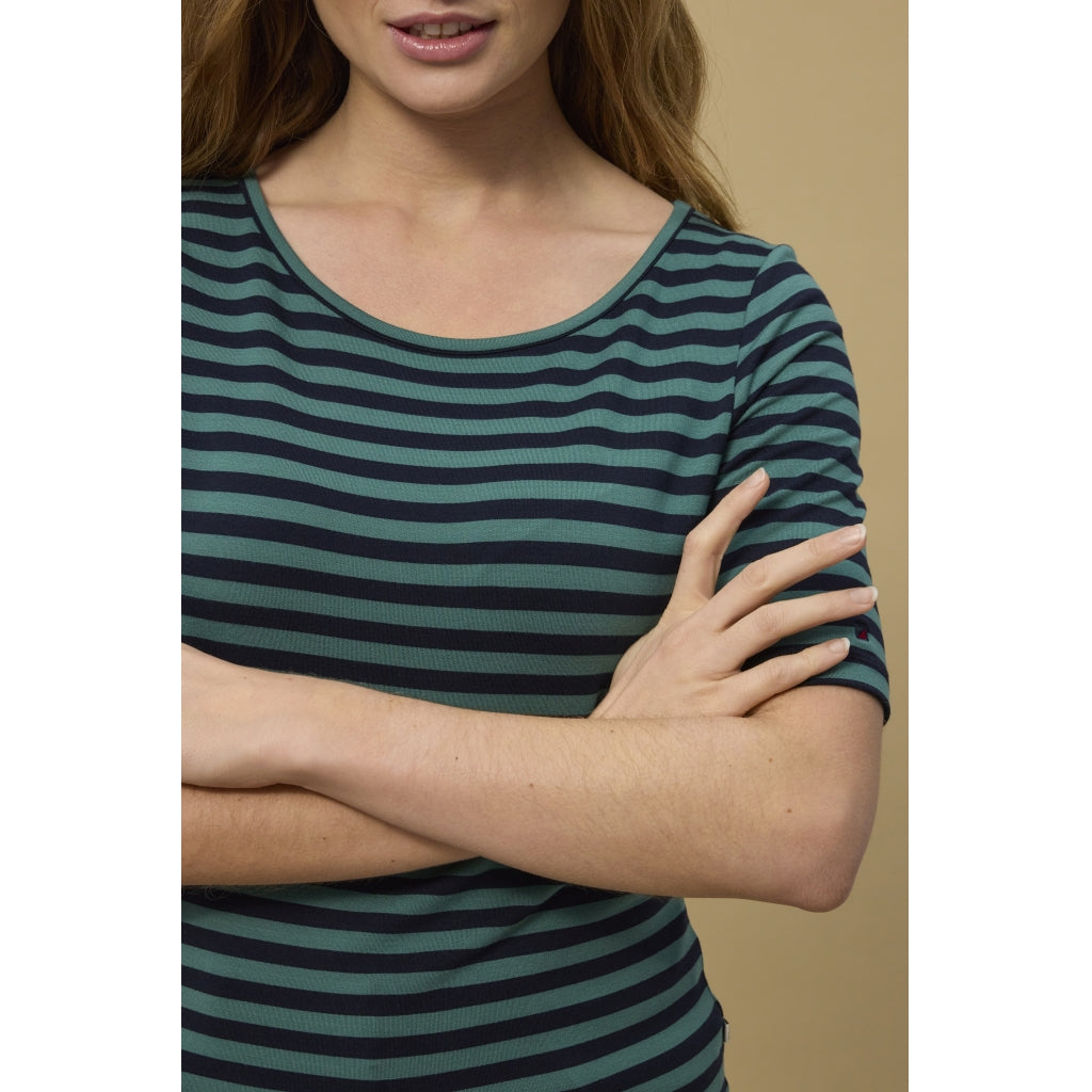 Redgreen Women Hedy kortærmet t-shirt T-shirts 176 Mid Green Stripe