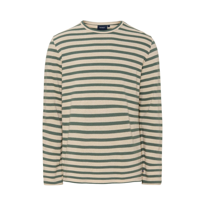 Sea Ranch Hugo Stribet Langærmet T-shirt Langærmet Tee 5027 Ecru/Duck Green